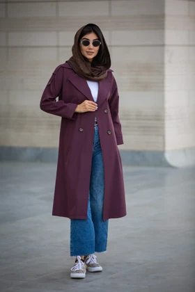 بارانی بلند گلسا فری (زرشکی)