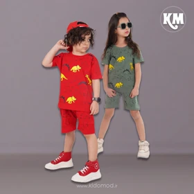 تیشرت شلوارک اسپرت طرح دایناسورها