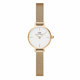 ساعت زنانه دنیل ولینگتون مینی گرد حصیری طلایی مدل DW-6653-L