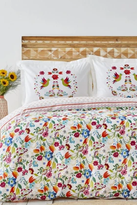 سرویس روتختی دو نفره Karaca Home مدل Parlin پنبه‌ای - سرخابی