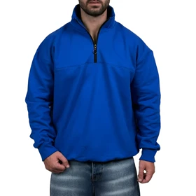 دورس مردانه یقه نیم زیپ آبی طرح ساده