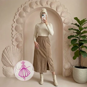 دامن مخمل کبریتی چاک‌دار در رنگبندی متنوع(کد1418)