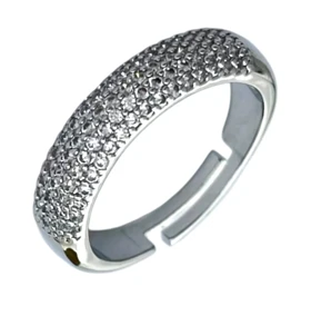 انگشتر زنانه نقره‌ای ماه‌تاب با نگین ظریف