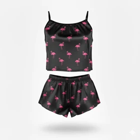 ست تاپ و شلوارک طرح فلامینگو 180