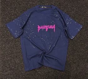 تیشرت مردانه سرمه ای Balenciaga اسپلش پینک بشت چاپ با کیفیت LUXURY