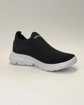 کفش راحتی اسکچرز جورابی بدون بند مشکی زیر سفید