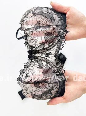 ست شورت و سوتین فنر دار تور و دانتل طرح گل Hnx