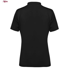 تیشرت آستین کوتاه ورزشی زنانه مدل یقه زیپ‌دار رنگ مشکی کد 5214-493