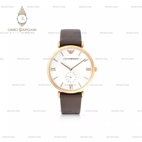 ساعت مچی امپریو آرمانی زیر ثانیه بند چرمی قهوه ای Emporio Armani