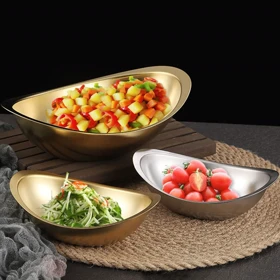کاسه قایقی سالاد گود استیل طلایی در سه سایز