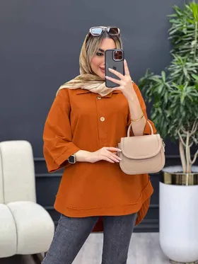 مانتو لینن دو دکمه پایین هلال