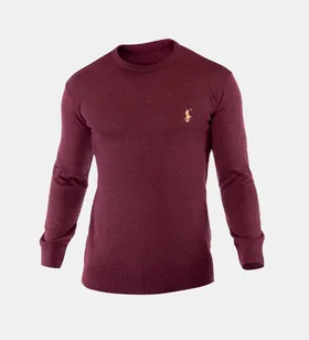 پلیور بافت مردانه یقه گرد زرشکی Polo
