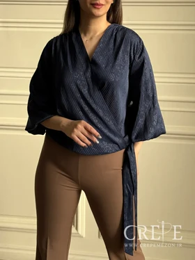 شومیز آستین پفی گل مخفی