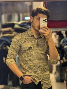 پیراهن کنفی خردلی k452