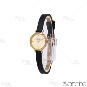 ساعت دنیل ولینگتون زنانه گرد مینی قاب رزگلد صفحه نباتی بند چرم 106768