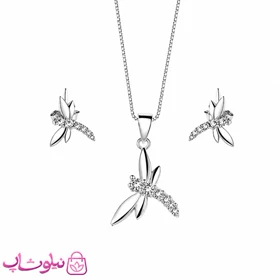 نیم ست زنانه نقره ظریف وارداتی عیار 925 مدل سنجاقک وزن 3/440 گرم کد 3884