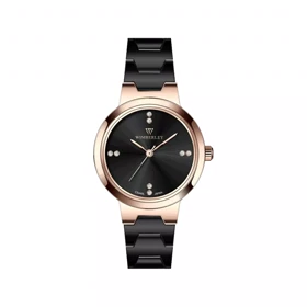 ساعت مچی ویمبرلی زنانه فلزی مشکی قاب رزگلد WB-CS445L-A3