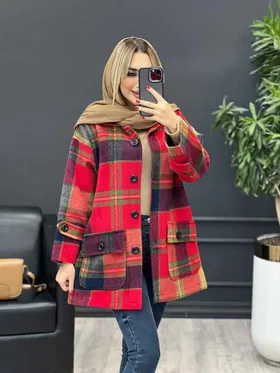 پالتو چهارخونه آستین پاگن