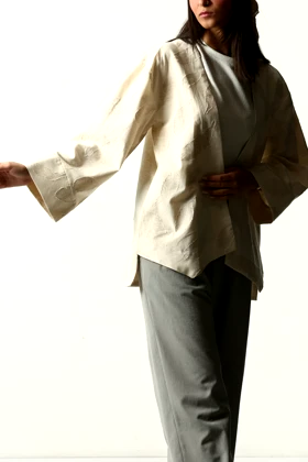 مانتو آزاد لینن ژاکارد زنانه