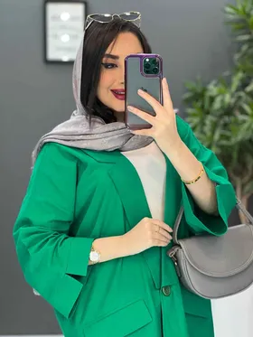 مانتو یقه مثلثی تک دکمه