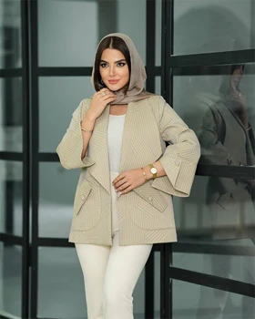 کت ژاکارد یقه آمریکایی آستین برگردون دخترانه