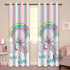 پرده کودک طرح اسب تک شاخ مدل W4638