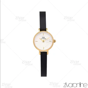 ساعت دنیل ولینگتون زنانه گرد مینی قاب طلایی صفحه سفید بند چرم 107132