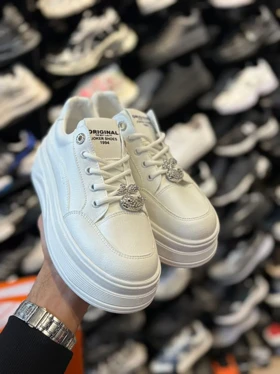 کفش ونس لژدار سفید جلو نگینی