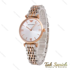 ساعت امپریو آرمانی دورنگ رزگلد زنانه صفحه سیلور ایندکس خطی Armani-4964-L