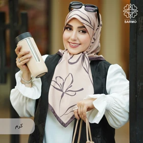 روسری ابریشم توییل طناز (کرم)