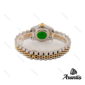 ساعت رولکس زنانه دورنگ طلایی ایندکس خط صفحه مشکی w-5305
