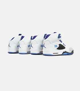 کتانی ساق‌دار زنانه و مردانه سفید مشکی آبی Nike air jordan 5