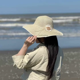 کلاه ساحلی حصیری گل