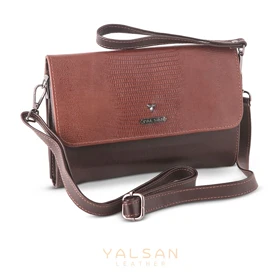 کیف دوشی و دستی چرم یلسان مدل هیراد کد 042-GL (قهوه ای)