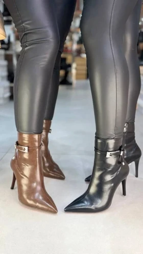 6397 - نیم بوت پاشنه سگک نگینی 6397