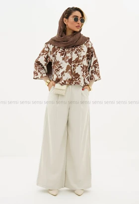 شومیز طرح دار باکسی مودال کد1005595