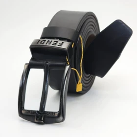 کمربند مردانه چرم مصنوعی (فوم درجه یک) (مشکی سگک مشکی)