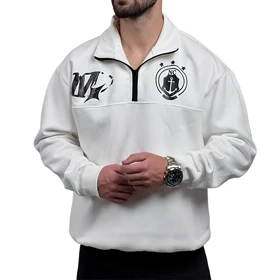 دورس مردانه یقه نیم زیپ سفید طرح NC