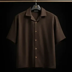 پیراهن مازراتی قهوه ای اسپرسو شیک لش کپ باکسی پارچه عالی