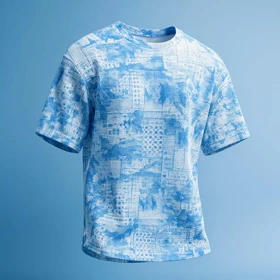 تیشرت مراکشی چاپی آبی مردانه مدل Ramin