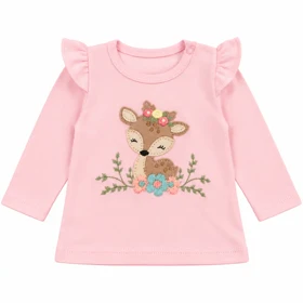 بلوز دخترانه نوزادی مدل آهو گلدوزی شده