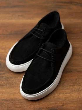 کفش چرم طبیعی چاکا مشکی کدsho244