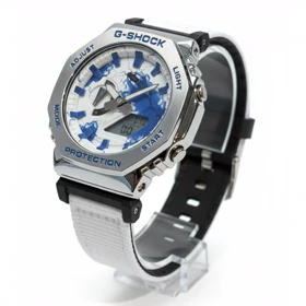 ساعت جی شاک2100بند برزنتی سفید