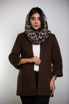 پالتو یقه شالی کشمیر (قهوه ای)