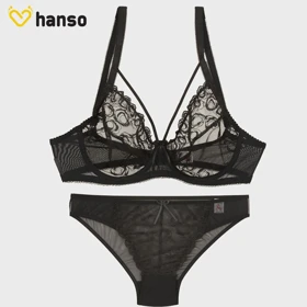 ست شورت و سوتین مشکی توری فنردار ژینا طرح B