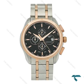 ساعت تیسوت مردانه سه موتوره دورنگ رز صفحه مشکی Tissot-8265-G