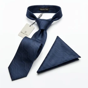 کراوات و پوشت دستدوز طرح خط برجسته برند Massimo Dutti