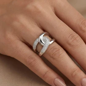 انگشتر زنانه ژوپینگ طرح شنل با نگین