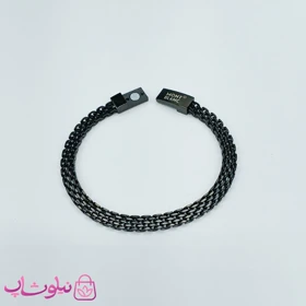 دستبند مردانه زنجیری طرح مون بلان فول مشکی کد 300