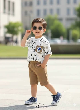 تیشرت شلوارک بچگانه طرح فضایی